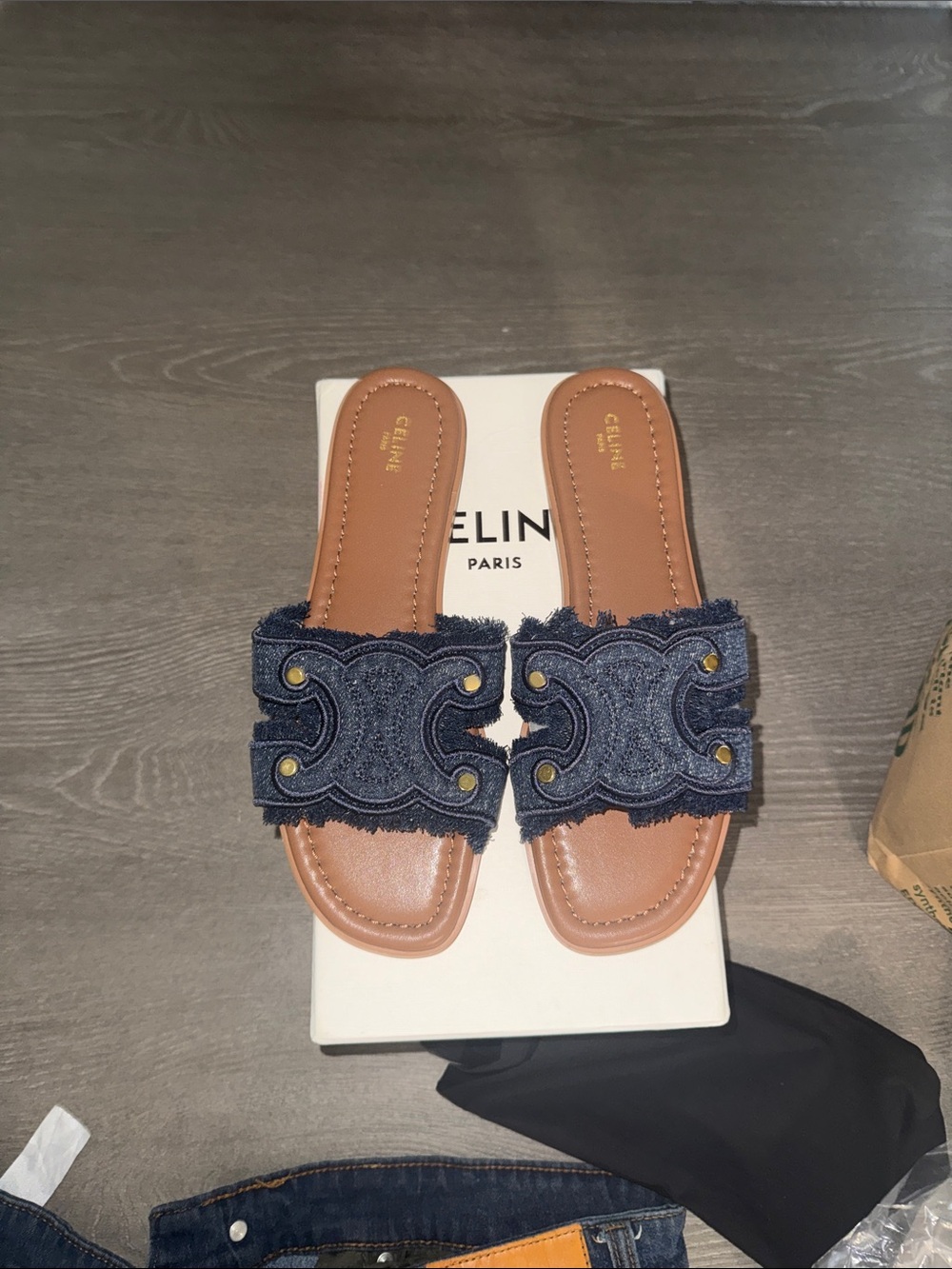 Celine Blue Denim Slide Sandal - CELINE - Picture 3 of 3